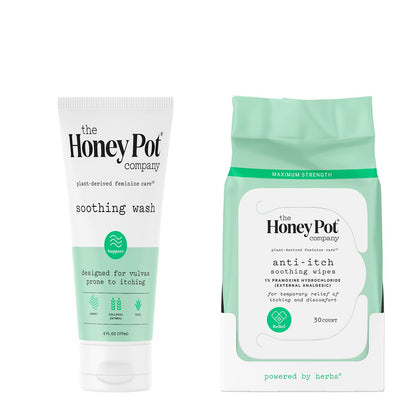 The Honey Pot Company - Feminine Wash & Feminine Wipe Bundle - Includes Ph Balance Feminine Wash and Wipes for Women - Herbal Infused Feminine Care Products - Anti-Itch