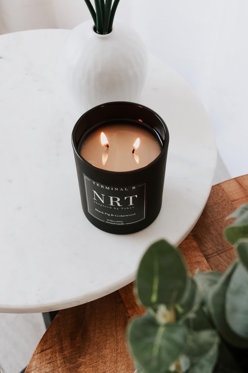 TERMINAL B Luxury Scented Candle, NRT - Tokyo: Black Fig & Cedarwood, Travel Inspired Airport Coded Candle, 10.58 oz, 60 Hour Burn Time, Made in Los Angeles