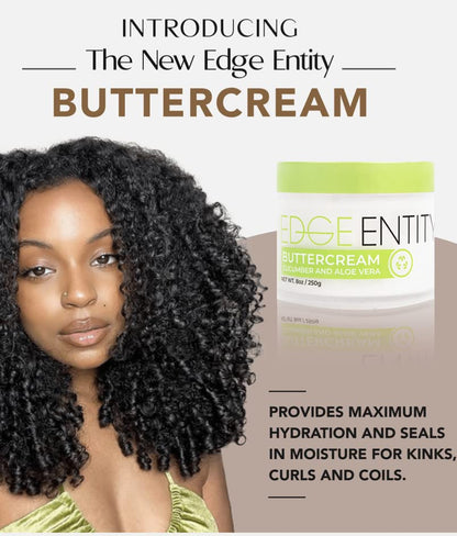 Edge Entity Buttercream Moisturizer - Aloe Vera & Cucumber for Hydrating and Thickening Kinky, Curly, Coily 4A-4C Hair Types and All Hair Textures, Volumizing for Fine Hair - 8 oz