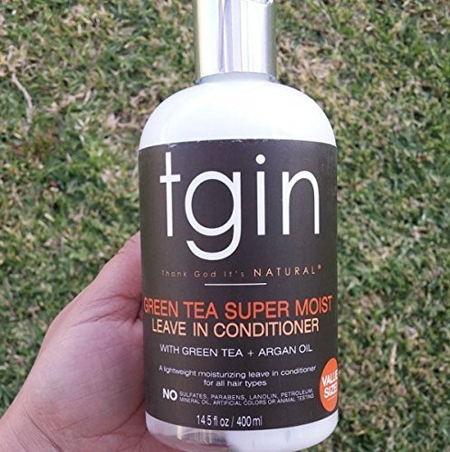 tgin Green Tea Super Moist Leave in Conditioner For Natural Hair, Argan oil, White, Green Tea, Shea butter, 13 Fl Oz