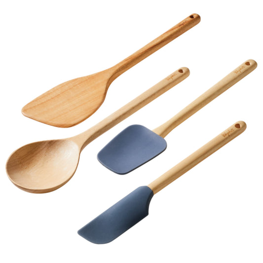 Ayesha Curry Tools and Gadgets Cooking/Kitchen Utensil Set-Includes Solid Spoon, Saute Paddle, Spoonula, Jar Spatula, 4 Piece, Anchor