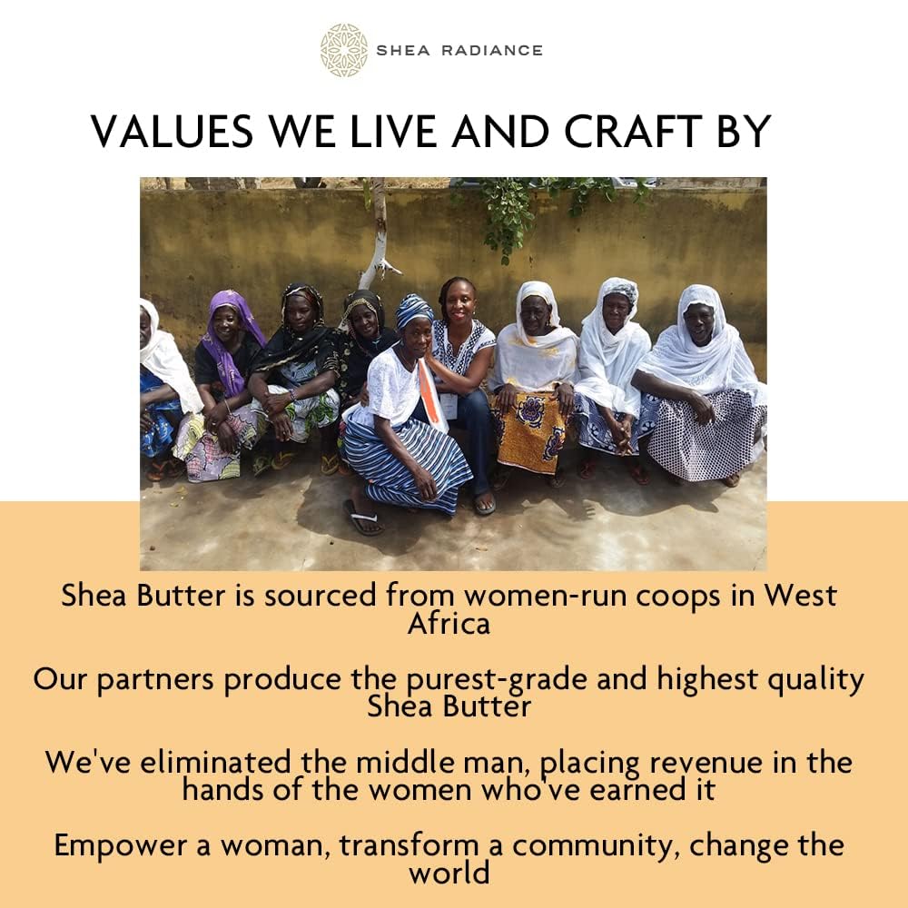 Shea Radiance P.U.R.E Raw Shea Butter | 100% Natural & Unrefined Body Butter | Soothes, Softens, & Increases Collagen | Long Lasting Moisture | Moisturizer for Sensitive Skin | Unscented (7.5 oz)