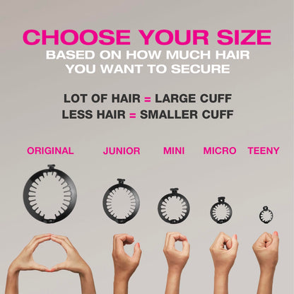 PuffCuff Micro 1.5" Hair Clamps, For All Natural, Thick, Curly, Kinky, Textured, Locs or Braided Hair | Painless, Damage-Free Styling Tool, Black, 5 Pieces