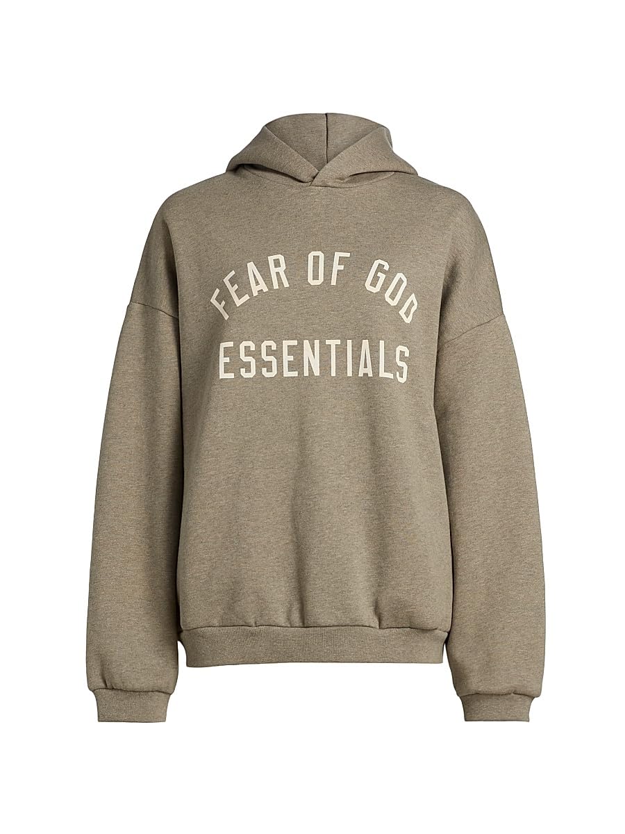Fear of God Essentials, Logo Fleece Hoodie, Medium, Heather Gray