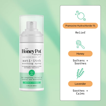 The Honey Pot Company - Anti-Itch Soothing Wash, Wipes & Anti-Itch Spray Bundle - At Home or On the Go Wash & Medicated Wipes & Spray to Relieve Itching & Discomfort - Maximum Strength - Feminine Care