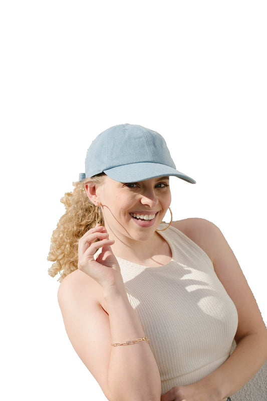 Grace Eleyae GE Women's Adjustable Satin-Lined Baseball Hat Hair Care Slap Cap (Denim)