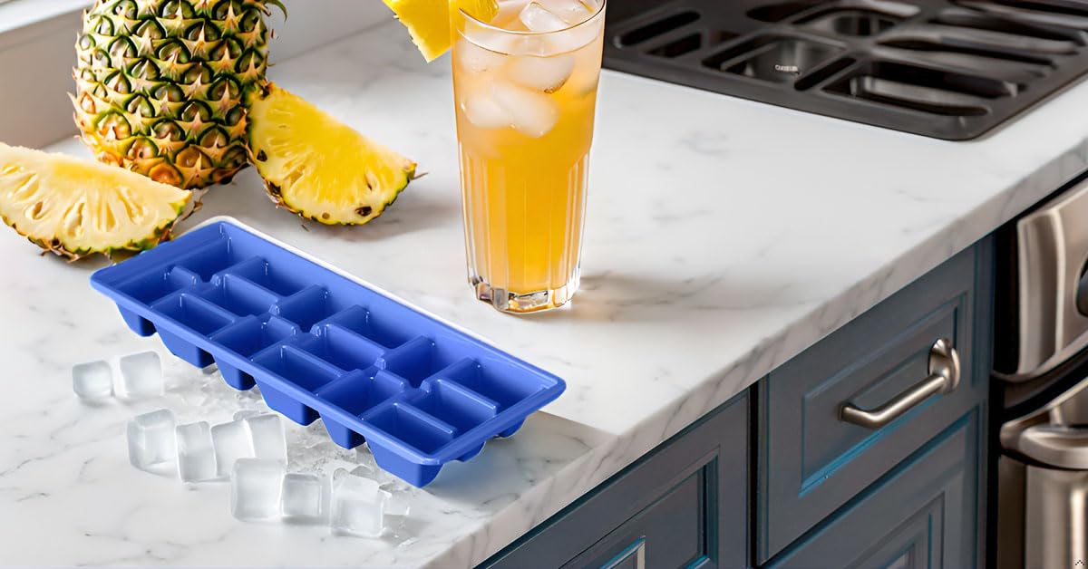 COMPAC HOME Ice Cube Tray - Ocean Blue - Food Storage, Portion Control, Dishwasher Safe, Makes 15 Cubes