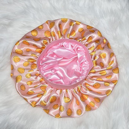 BONNET QUEEN Baby Bonnet 2Pcs Kids Bonnet Wide Elastic Silk Bonnet Double Layer Reversible Baby Satin Bonnet Toddler Bonnet 2-8 Years Gold Ring & Floral