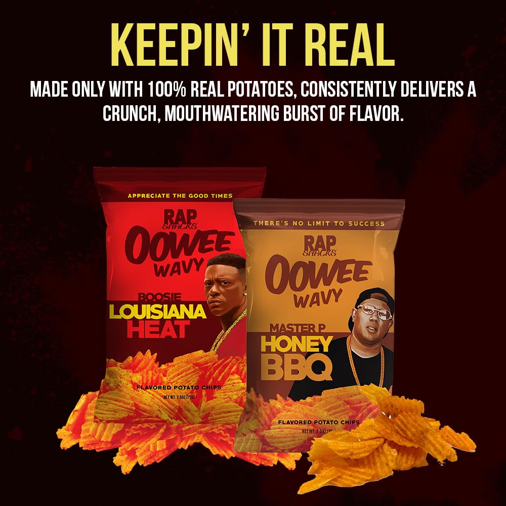 Rap Snacks Master P Honey BBQ Wavy Potato Chips 2.5 Oz Bags - Pack of 12