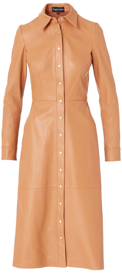 Sergio Hudson, Button Down Shirt Dress, 2, Camel