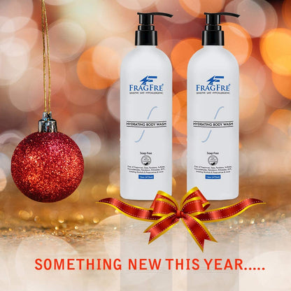 FRAGFRE Sensitive Body Wash 16 oz (2-Pack Gift Set) - Paraben Free Sulfate Free Body Cleanser - Hypoallergenic for Delicate and Flaky Skins - No Added Fragrance - Cucumber for Hydration - Vegan GF/CF