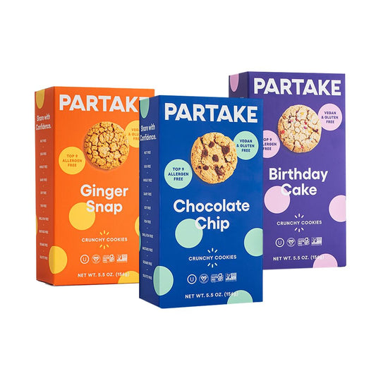 Gluten Free Crunchy Cookies Variety Pack by Partake | Vegan Cookies 3 packs | Non-GMO, Allergy-Friendly | No Peanuts,Soy, Dairy, Tree Nuts