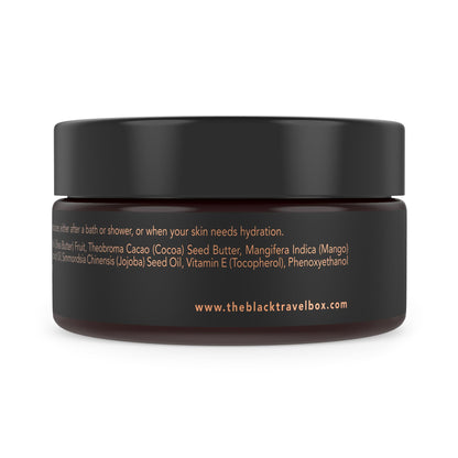 BlackTravelBox Body Balm with Mango, Shea & Cocoa Butters to Moisturize, Nourish & Rejuvenate Dry, Ashy, & Itchy Skin, TSA Friendly - 2.0 Oz