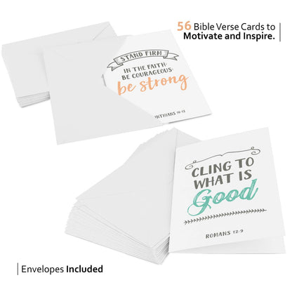 Dessie 56 Pack Inspirational Bible Verse Cards with Envelopes | 8 Unique Scripture Cards | Boxed Greeting Card Set with Blessed Stickers And Bonus Self-Reflection E- Scripture Journal