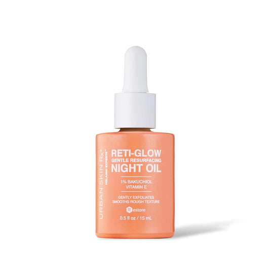 Urban Skin Rx, Reti-Glow Night Oil | Sensitive Skin Lightweight Facial Oil for Gentle Resurfacing and Smoothing Skin with Bakuchiol and Vitamin E | 0.5 Oz