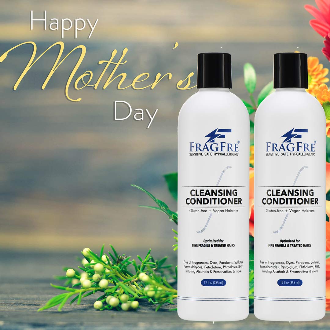 FRAGFRE Cleansing Conditioner for Fine Fragile and Treated Hairs 12 oz (2-Pack Gift Set) - Mild Conditioning Shampoo for Sensitive Skin - Sulfate Free Fragrance Free Paraben Free - Vegan Co-wash