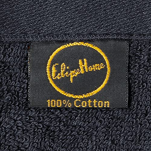 Eclipse Home Classic Black Bathroom Towel Set - Pure Cotton Bath Towels - Soft, Fluffy Super Absorbent Cloths for Shower, Beach, Kitchen - Set of 3 Luxury Bathroom Towels