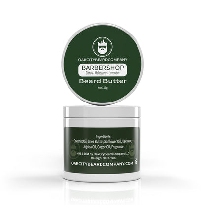 Oak City Beard Company - BarberShop - 4 Ounce - Beard Butter - Beard Conditioner - Citrus - Mahogany - Green Notes - Lavender