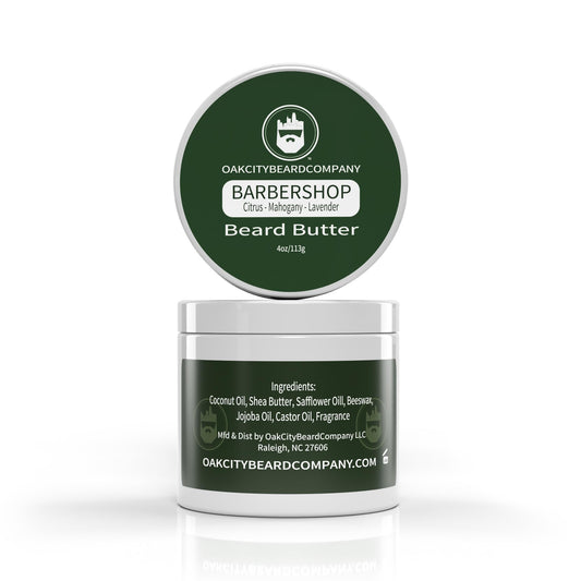 Oak City Beard Company - BarberShop - 4 Ounce - Beard Butter - Beard Conditioner - Citrus - Mahogany - Green Notes - Lavender