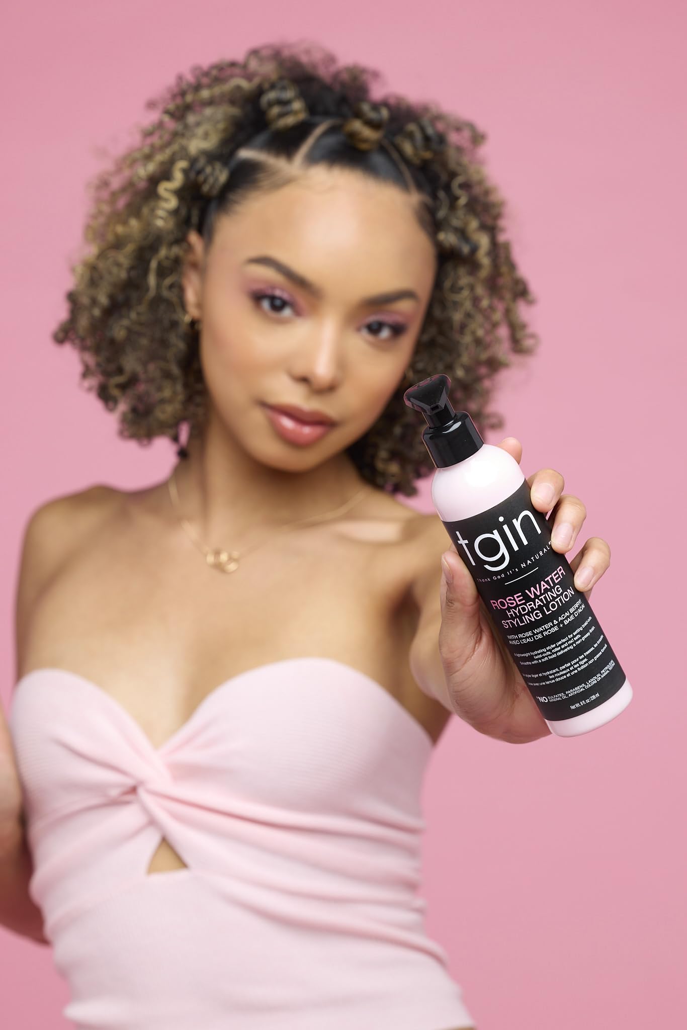 tgin Rose Water Curl Cream 12 oz + Styling Lotion 8 oz Duo - Natural Hair - Low porosity hair - curly, wavy, kinky, set of 2