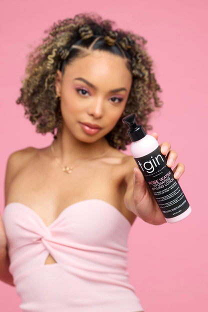 tgin Rose Water Curl Cream 12 oz + Styling Lotion 8 oz Duo - Natural Hair - Low porosity hair - curly, wavy, kinky, set of 2