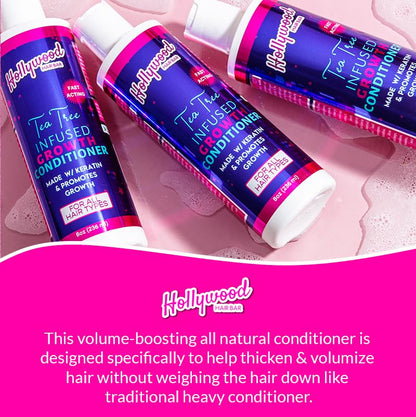 Hollywood Hair Bar Growth Conditioner - Infused with Purified Water, Tea Tree and Keratin, Vegan and Cruelty Free, 8 oz