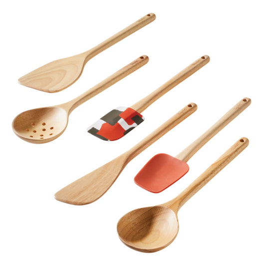 Ayesha Curry Tools and Gadgets Cooking/Kitchen Utensil Set, 6 Piece, Redwood