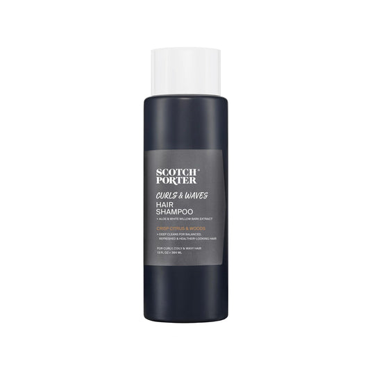 Scotch Porter Curls & Waves Shampoo for Men | Gentle Hydrating Wash Promotes Softness, Shine & Scalp Health | Free of Parabens, Sulfates & Silicones | Vegan | 13oz