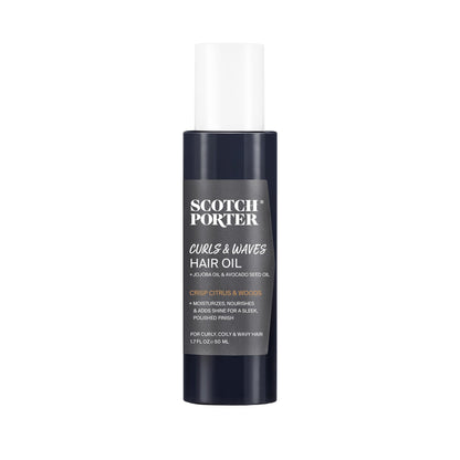 Scotch Porter Curls & Waves Hair Oil for Men | Seals in Moisture, Detangles & Prevents Frizz | Free of Parabens, Sulfates & Silicones | Vegan | 1.7oz