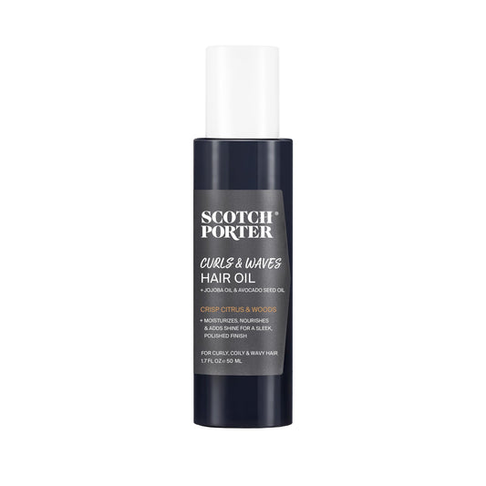 Scotch Porter Curls & Waves Hair Oil for Men | Seals in Moisture, Detangles & Prevents Frizz | Free of Parabens, Sulfates & Silicones | Vegan | 1.7oz