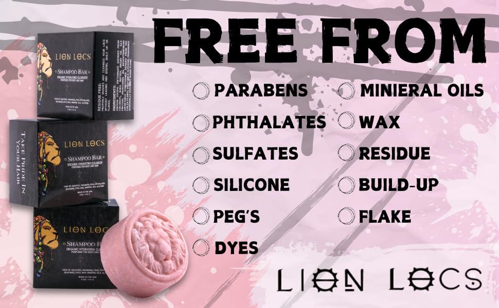 Lion Locs Shampoo Bar & Conditioner - Works for All Hair Types - Dreadlocks, Microlocs, Sisterlocks, Wicks, Brotherlocks, Braids | Build Up & Residue Free (5oz)