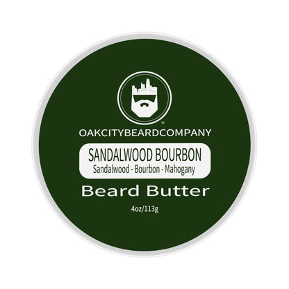 Oak City Beard Company - Sandalwood Bourbon - 4 Ounce - Beard Butter - Beard Conditioner - Sandalwood - Bourbon - Mahogany