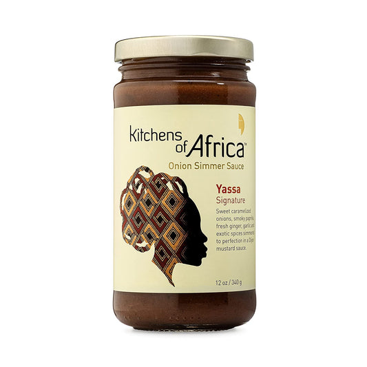 Kitchens of Africa Yassa Signature Onion Sauce (12 oz Jar) African Simmer Sauce with Caramelized Onions, Dijon Mustard, Exotic Spice Blend and Lime Juice. – Vegan - Cooking Sauce with Bold Flavors