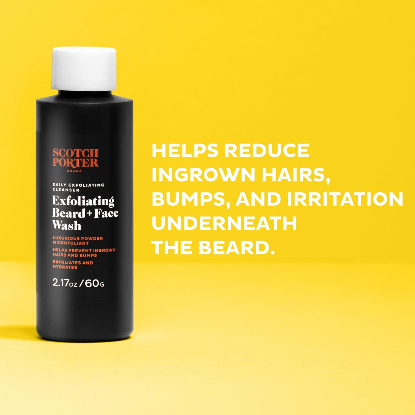 Scotch Porter Exfoliating Beard Wash & Face Cleanser for Men, Travel Friendly | Formulated with Non-Toxic Ingredients, Free of Parabens, Sulfates & Silicones | Vegan | 2.17 oz Bottle