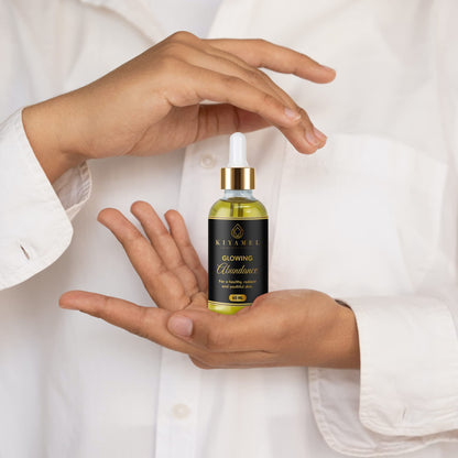 KIYAMEL Glowing Abundance Oil for Eczema Relief, Face and Skin Moisturizing Anti-Wrinkle Treatment for Dryness and Itchiness, Hydrates and Protects, Rich in Vitamin E