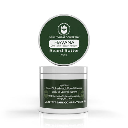 Oak City Beard Company - Havana - 4 Ounce - Beard Butter - Citrus - Spices - Tobacco - Beard Conditioner