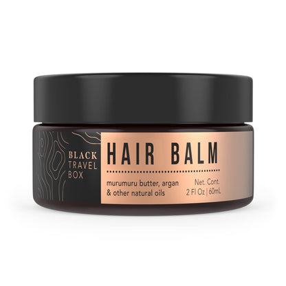 BlackTravelBox Hair Balm With Jojoba, Argan & Coconut Oils To Seals, Nourishes & Adds Shine for Frizz Control, Scalp Itch Relief, & Wash 'n Go Styling, TSA Friendly - 2.0 Oz