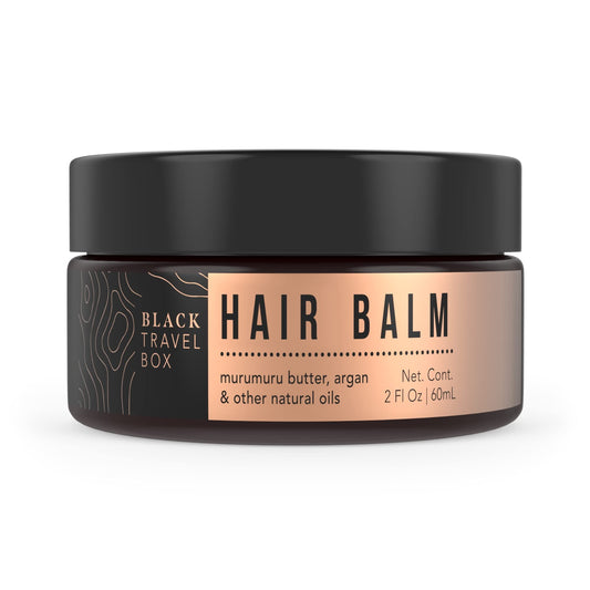 BlackTravelBox Hair Balm With Jojoba, Argan & Coconut Oils To Seals, Nourishes & Adds Shine for Frizz Control, Scalp Itch Relief, & Wash 'n Go Styling, TSA Friendly - 2.0 Oz