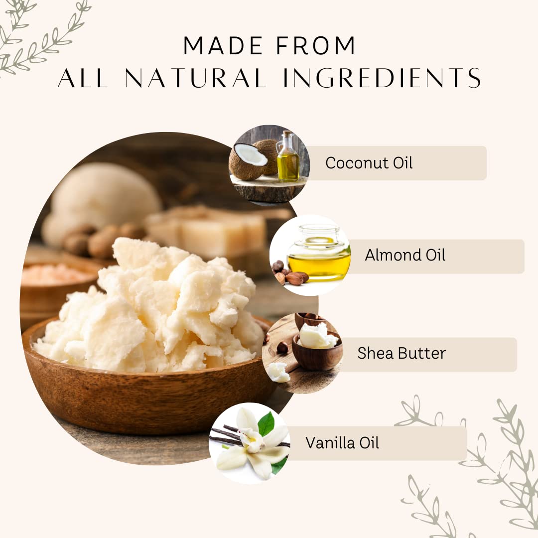 Red Rose Naturals Whipped Body Butter, Scented Vanilla Body Moisturizer 8 oz., Coconut Oil & Shea Butter for Sensitive, Dry Skin, Non-Greasy, Soft & Creamy, Natural Skincare for Women & Men – Vegan