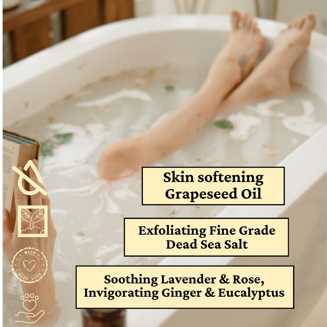 Butter By Keba Powder Luxury Bath Salt Soak and Scrub Ginger, Lemongrass, Lavender, Eucalyptus essential oils