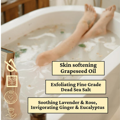 Butter By Keba Powder Luxury Bath Salt Soak and Scrub Ginger, Lemongrass, Lavender, Eucalyptus essential oils