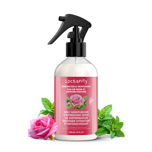 Locsanity Daily Moisturizing Rose Water and Peppermint Hair Scalp Refresher for Locs and Dreadlocks - Natural Loc Care and Maintenance (8oz)