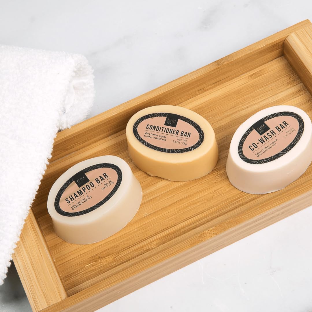 BlackTravelBox Solid Co-Wash Bar With Sunflower And Calendula To Refresh And Restore Hair Texture In-Between Shampoo Days, Easy 2-In-1 For Waves, Curls, And Coils, TSA Friendly - 2.6 Oz