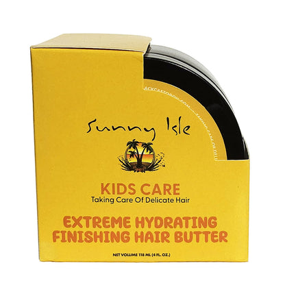 Sunny Isle Kids Care Extreme Hydrating Finishing Hair Butter 4oz | Gentle Care Formula for Daily Use | Promotes Softer, Smoother Hair | Frizz & Flyaway Control