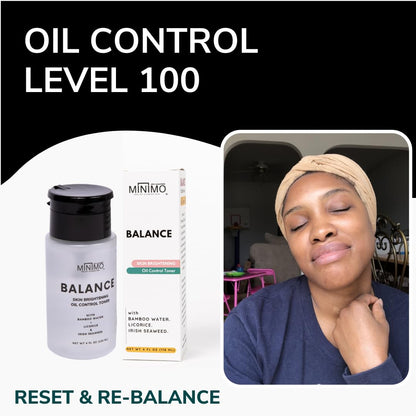 Minimo Balance Skin Brightening + Oil Control Daily Facial Toner - Hydrate & Detox Skin & Even Skin Tone - with Witch Hazel & Bamboo Water - Alcohol Free 4 oz