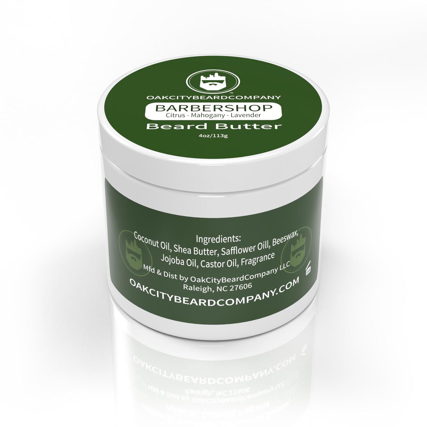 Oak City Beard Company - BarberShop - 4 Ounce - Beard Butter - Beard Conditioner - Citrus - Mahogany - Green Notes - Lavender