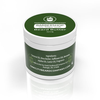 Oak City Beard Company - BarberShop - 4 Ounce - Beard Butter - Beard Conditioner - Citrus - Mahogany - Green Notes - Lavender