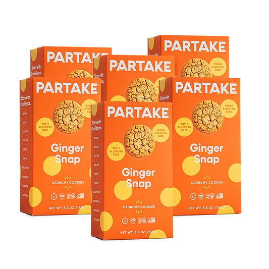 Gluten Free Crunchy Ginger Snap Cookies by Partake | Vegan (5.5oz, 6 packs) | Non-GMO, Allergy-Friendly | No Peanuts, Soy, Dairy, Tree Nuts