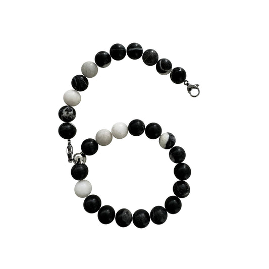 Locsanity Interlocking, Sisterlock, Dreadlock, Crochet Tool Bracelet Holder, Pink Beads (Black/White)