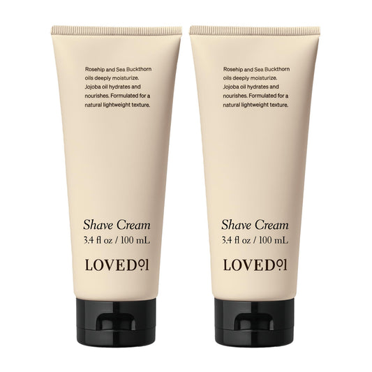 Loved01 Face & Body Shave Cream, John Legend Skincare, Helps Skin Irritation, Moisturizing & Fragrance-Free for Sensitive Skin, 2-Pack (3.4 oz each)